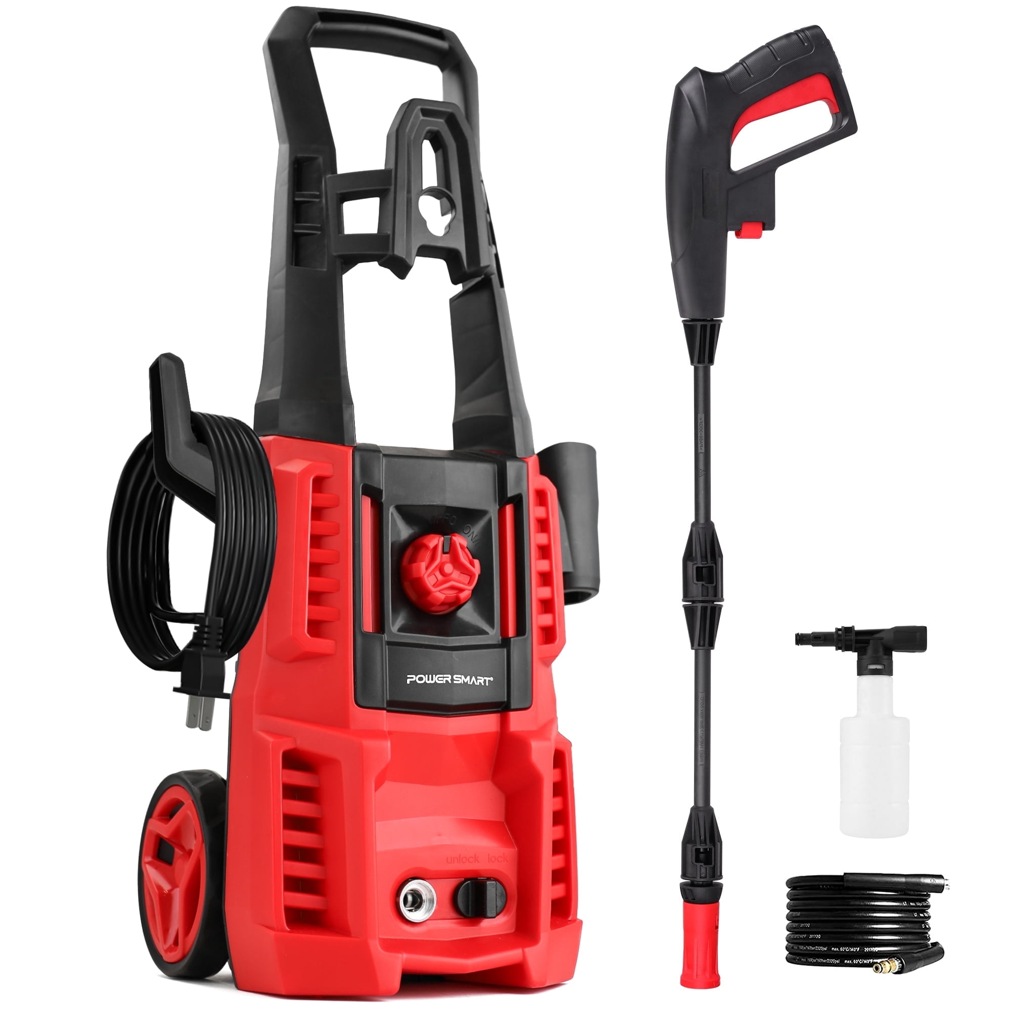 PowerSmart Electric 4800 PSI Max Pressure Washer Portable with Wheel for Garden Cleaning 13.8lb 120V