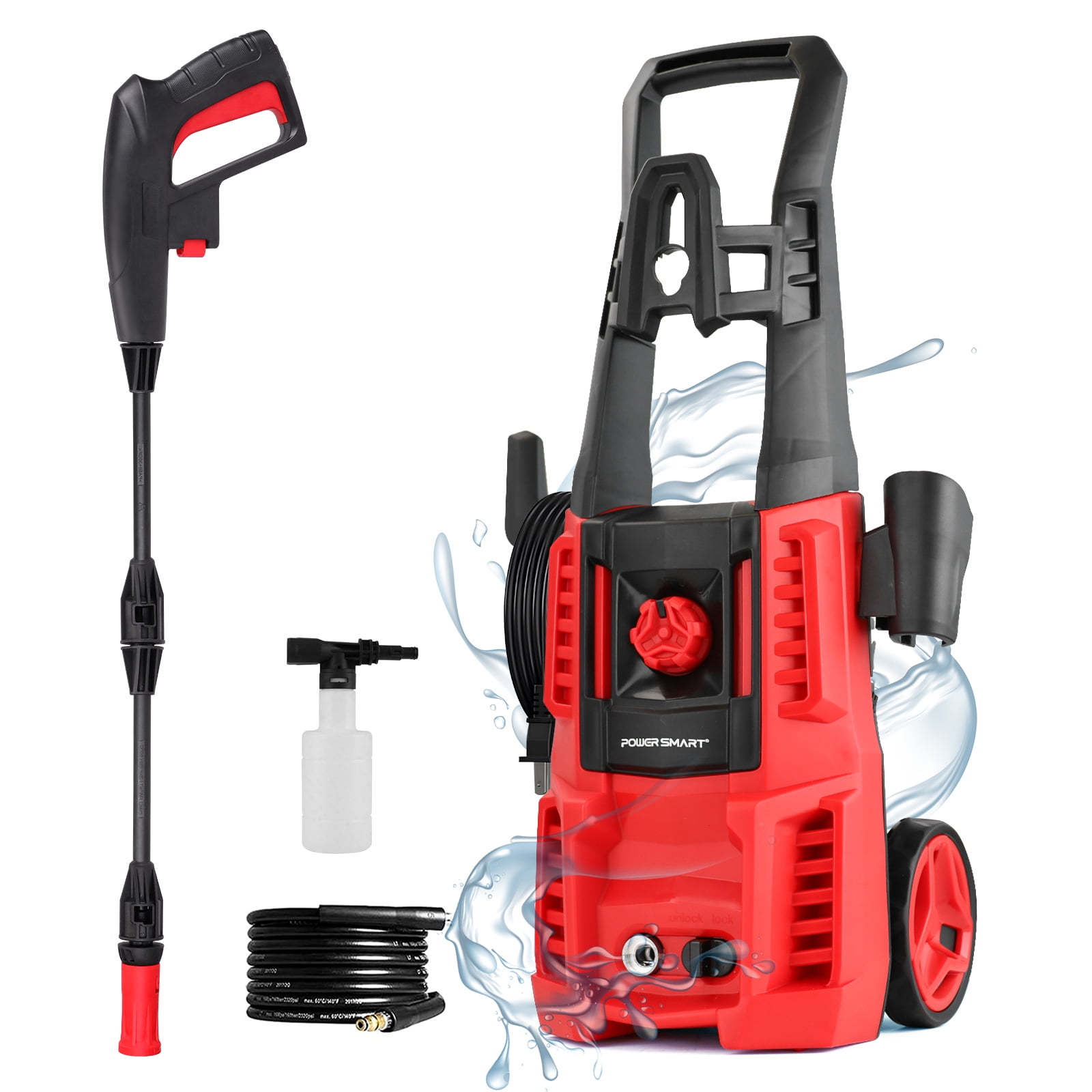 PowerSmart 1850 PSI at 1.85 GPM 120V Adjustable Nozzle Foam Cannon Electric High Pressure Washer
