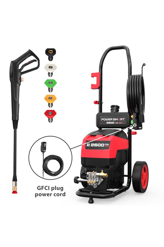 2600PSI Max at 1.4 GPM AC120V 13 Amps Electric Light Portable Power Pressure Washer