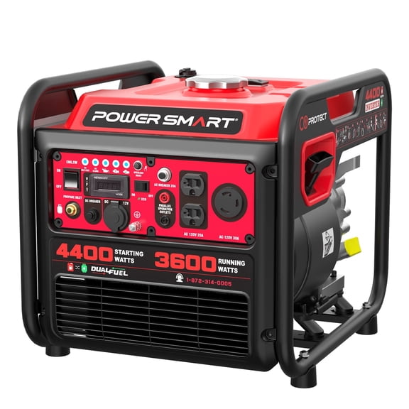 PowerSmart Equipment 4400-Watt Dual Fuel Pull Cord Start awith CO Sentry Power Gas/Propane Generator