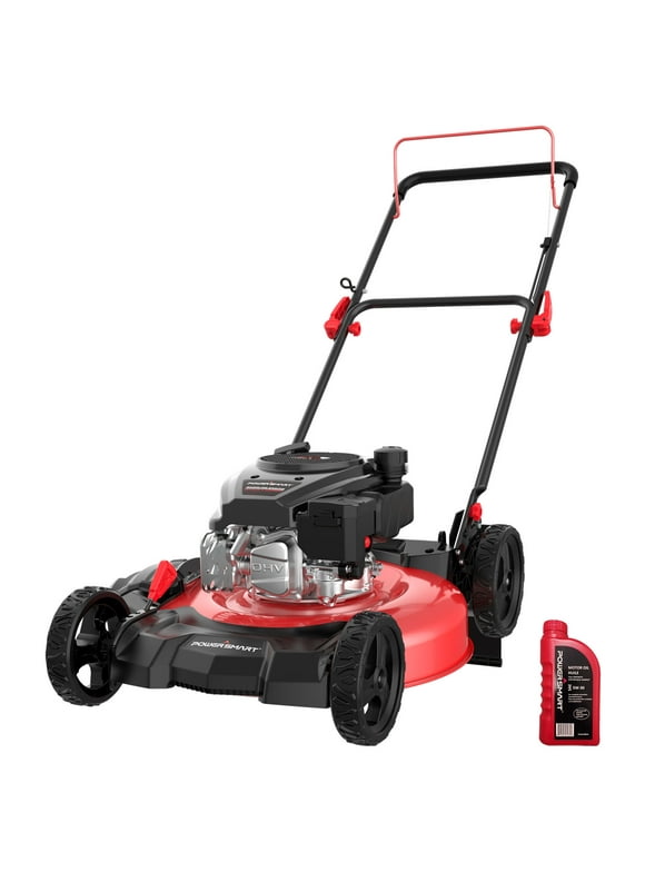 PowerSmart Gas Lawn Mower, 21 inches 144cc 2-in-1 Walk-Behind , Side Discharge Push Lawn Mower