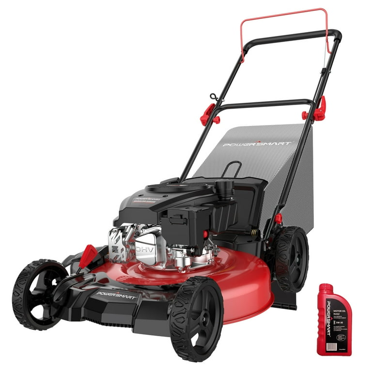 PowerSmart Gas Lawn Mower, Push Lawn Mower, Powered 21-inch 3-in-1 with  144cc Engine, 6-position height adjustment