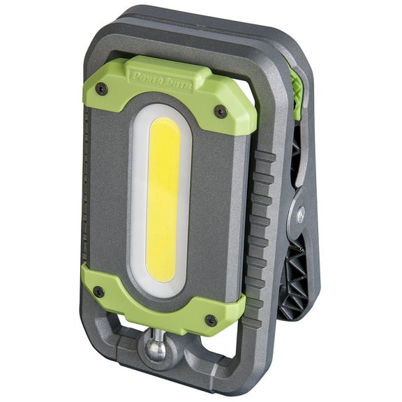 PowerSmith 1000 Lumen Rechargeable LED Clamp Light with Hanging Hook, Keyhole Slot, Magnetic Base, and 2-Year Warranty