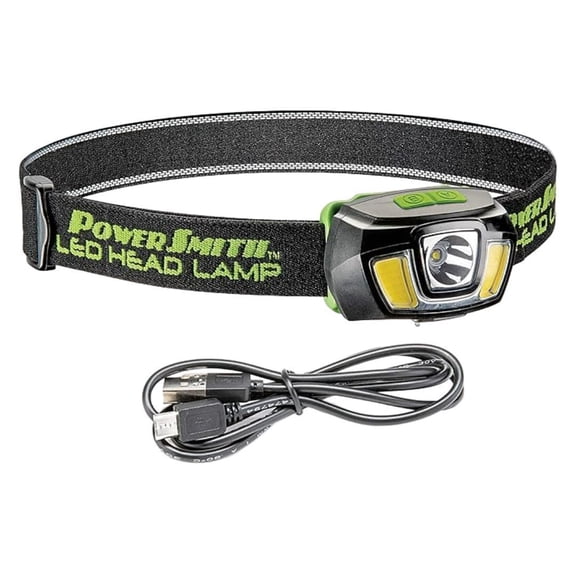 PowerSmith PHLR225D 2x250 Lumen Rechargeable Weatherproof Lithium-Ion Battery LED Head Lamp with Flood/Spot/Strobe Light, Tiltable Head, Adjustable Head Strap, and 8 Hour Run-Time