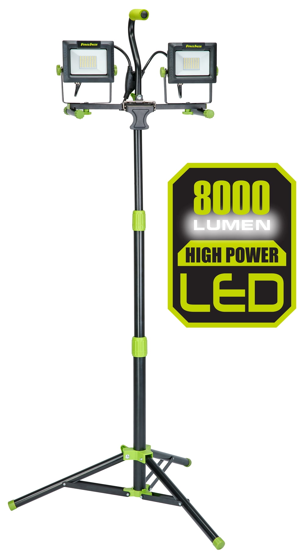 PowerSmith PWLD080T 8000 Lumen LED Work Lights with Stand, All Metal 52" Telescoping Tripod