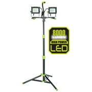 PowerSmith PWLD080T 8000 Lumen LED Work Lights with Stand, All Metal 52" Telescoping Tripod, Sealed On/Off Switches, Impact Resistant Lens, and