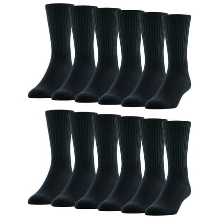 PowerSox Men's Cushion Crew Socks, 12-Pack