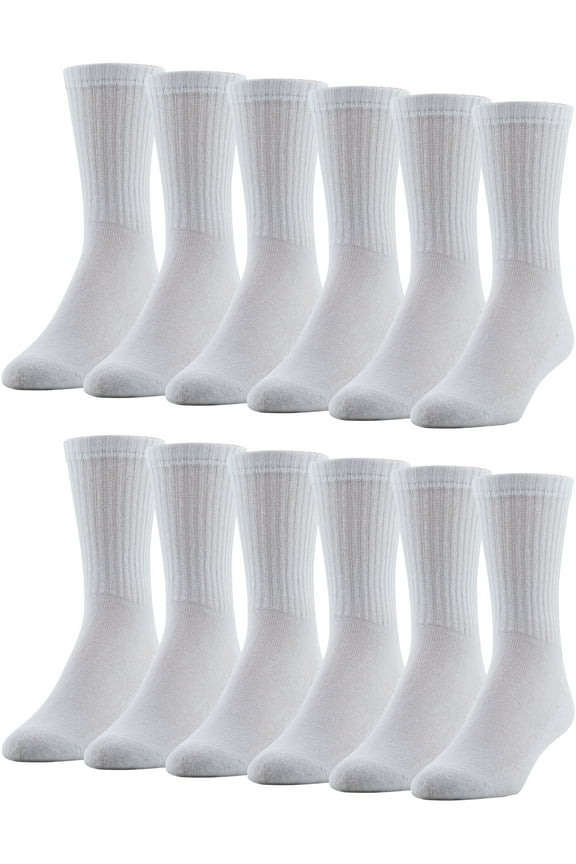 Men's Cushion Crew Socks, 12-Pack
