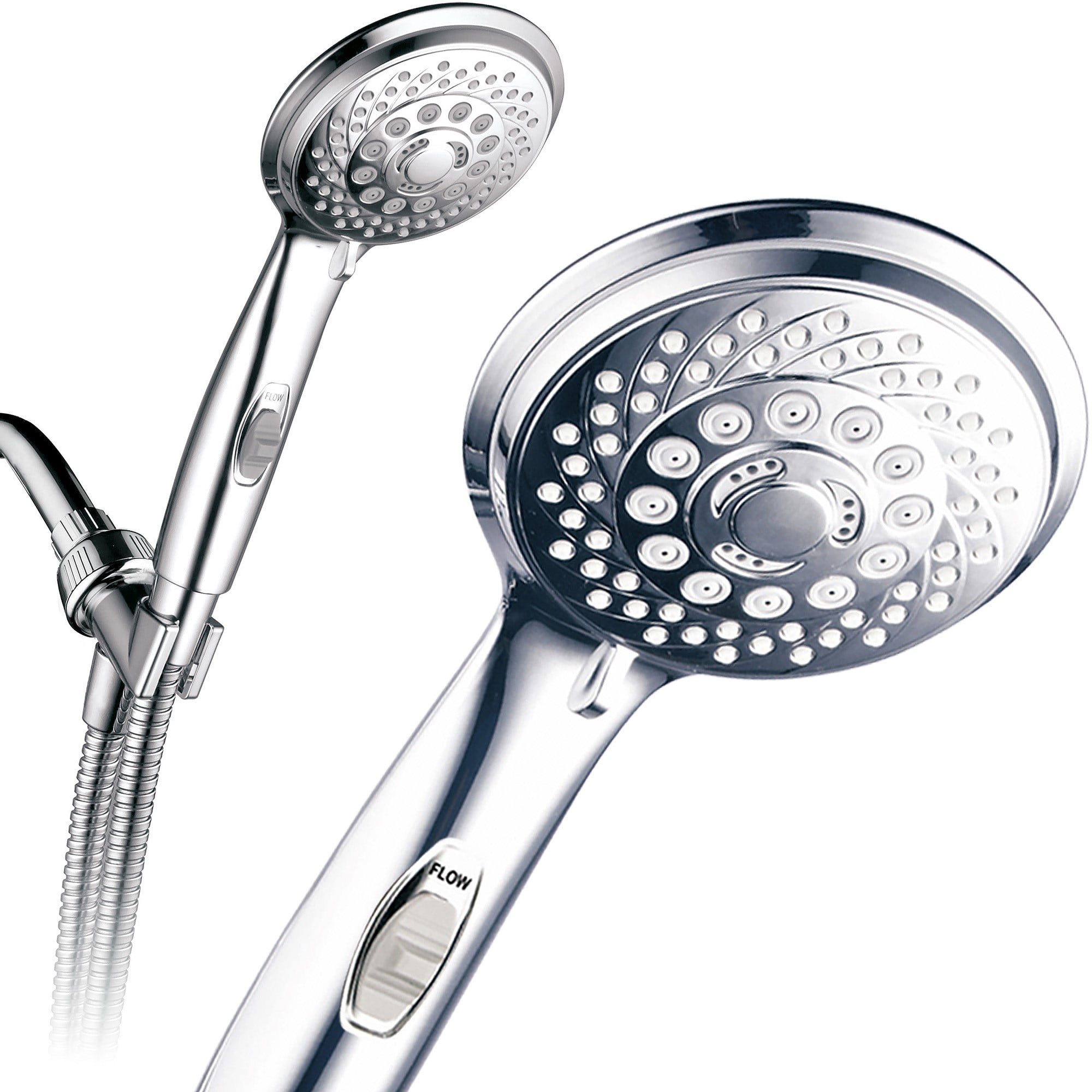 PowerSpa 7-Setting Luxury Hand Shower with On/Off Pause Switch, Chrome ...