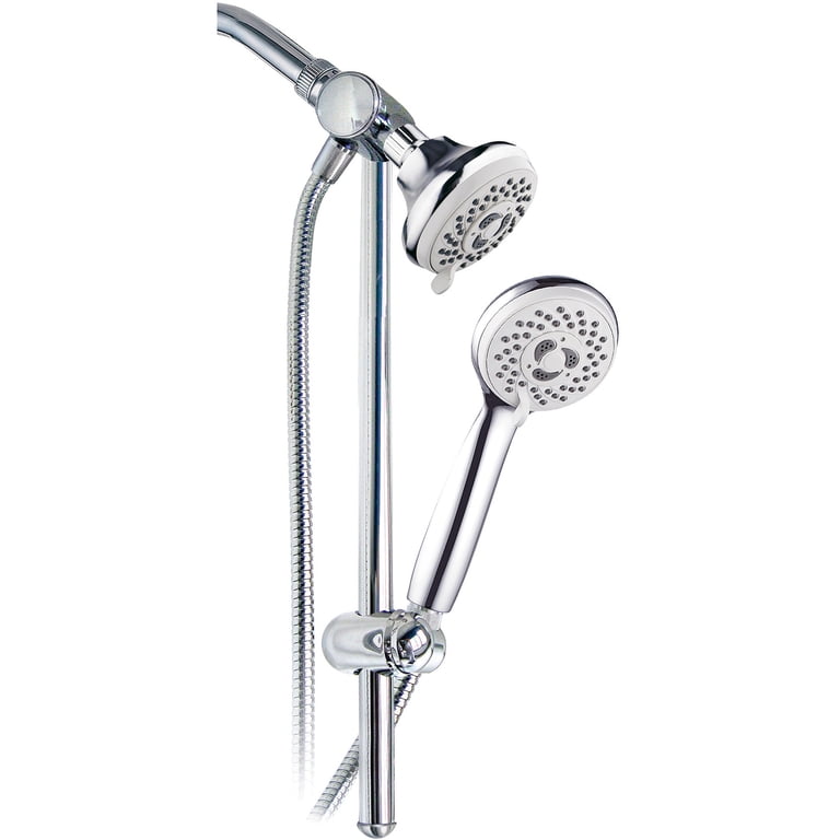 HotelSpa 3-Way Shower Combo – Overhead & Handheld Shower With Slide Bar – No Drilling, 30 Spray Settings, Easy Install