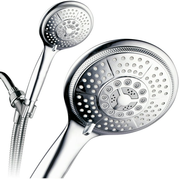 PowerSpa Extra-Large 5" Face 7-Setting Luxury Rainfall Hand Shower, Chrome