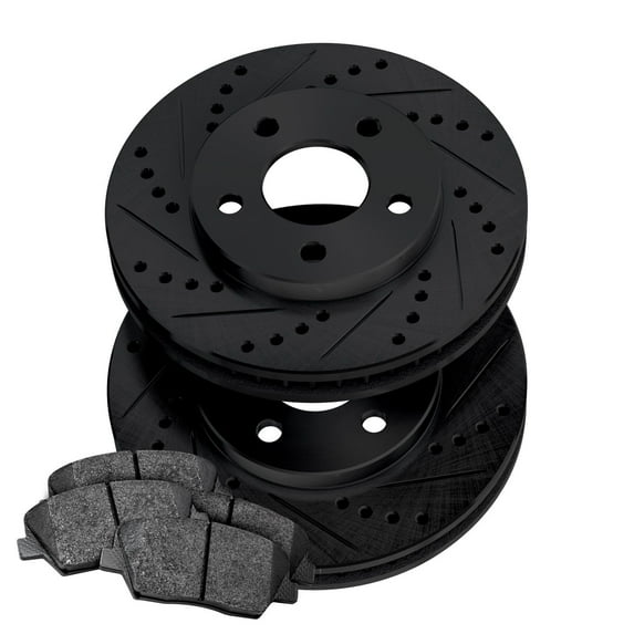 PowerSport Front Brakes and Rotors Kit |Front Brake Pads| Brake Rotors and Pads| Semi Metallic Brake Pads and Rotors |fits 2006-2010 Jaguar S-Type, Vanden Plas, XF, XJ8, XK