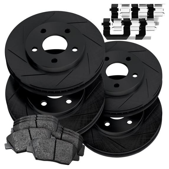 PowerSport Front Rear Brakes and Rotors Kit |Front Rear Brake Pads| Brake Rotors and Pads| Ceramic Brake Pads and Rotors |fits 2006-2013 Chevrolet Corvette