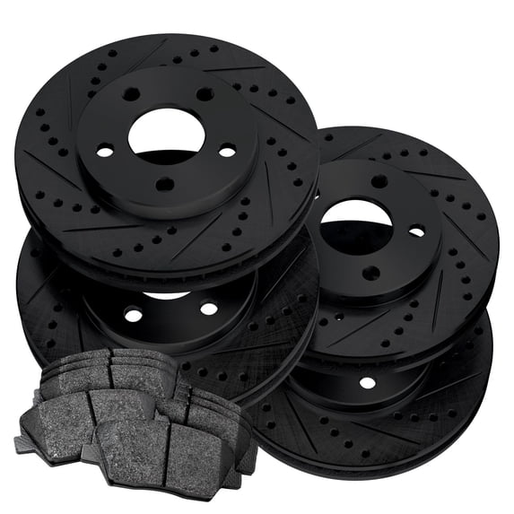 PowerSport Front Rear Brakes and Rotors Kit |Front Rear Brake Pads| Brake Rotors and Pads| Semi Metallic Brake Pads and Rotors |fits 2001-2007 Chrysler Town & Country; Dodge Caravan, Grand Caravan