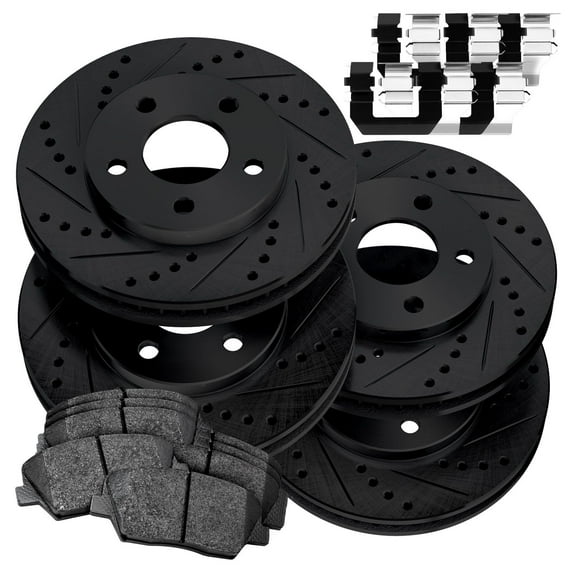 PowerSport Front Rear Brakes and Rotors Kit |Front Rear Brake Pads| Brake Rotors and Pads| Ceramic Brake Pads and Rotors |fits 2003-2004 Dodge Dakota
