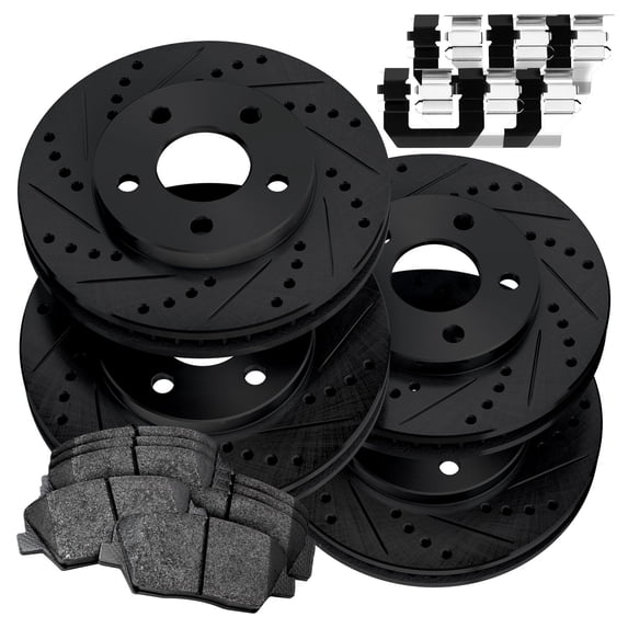 PowerSport Front Rear Brakes and Rotors Kit |Front Rear Brake Pads| Brake Rotors and Pads| Ceramic Brake Pads and Rotors |fits 2009-2012 Audi Q5