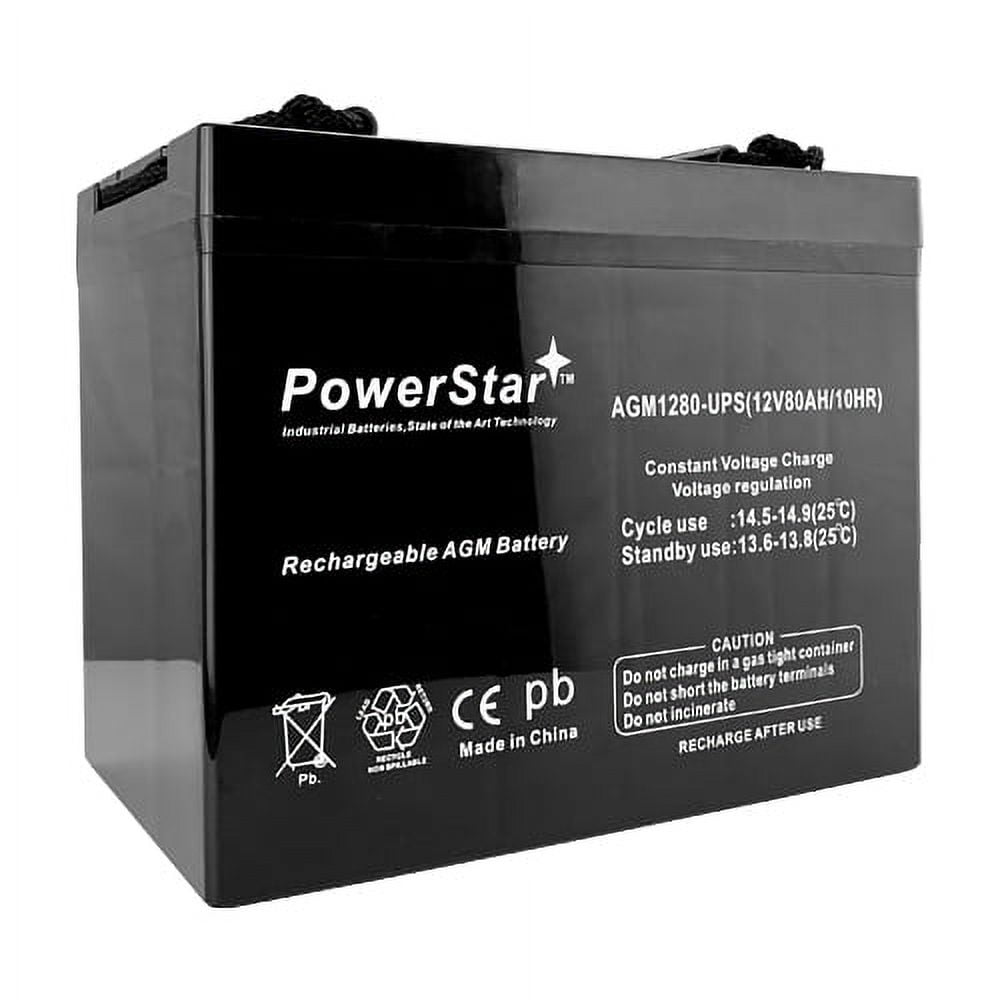 PowerStar 12 V 80 Amp Hour NSB-AGM24F Group 24 SLA Battery for Backup Generator, Solar