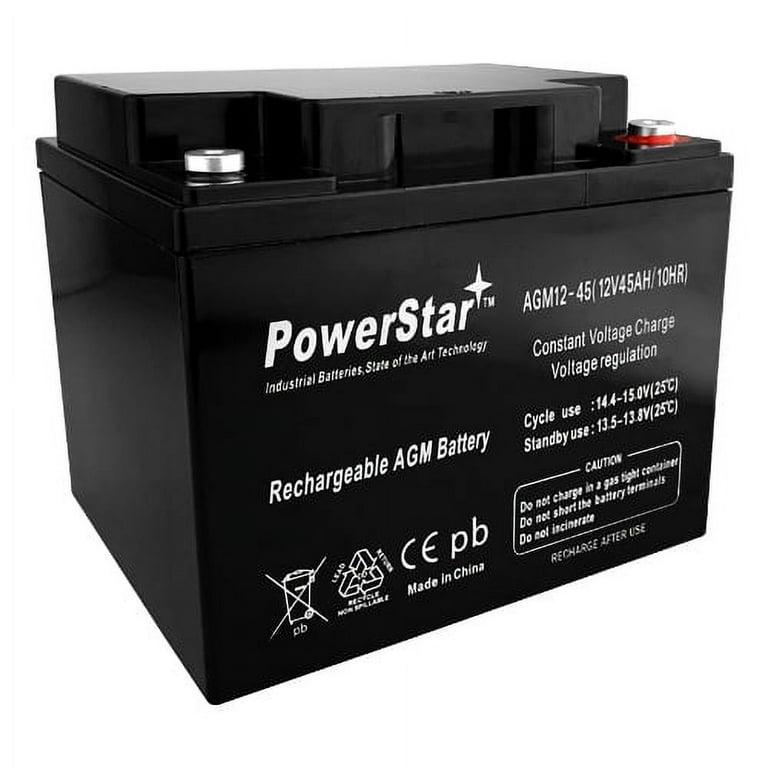 PowerStar 12 Volt 45 Ah UB12400 Sealed Lead AGM Battery for General Purpose  Use