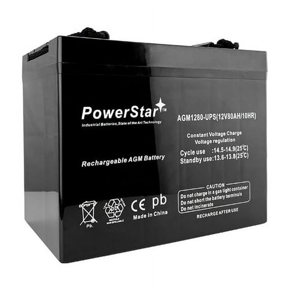 PowerStar 12 Volt 80 Amp Hour DC85-12 Rechargeable SLA Battery for UPS Backup System