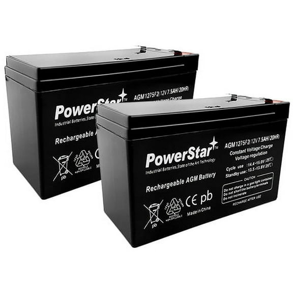 PowerStar 2 Pack - BATTERY REPLACEMENT VISION CP1290 12V 7.5AH F1 .187