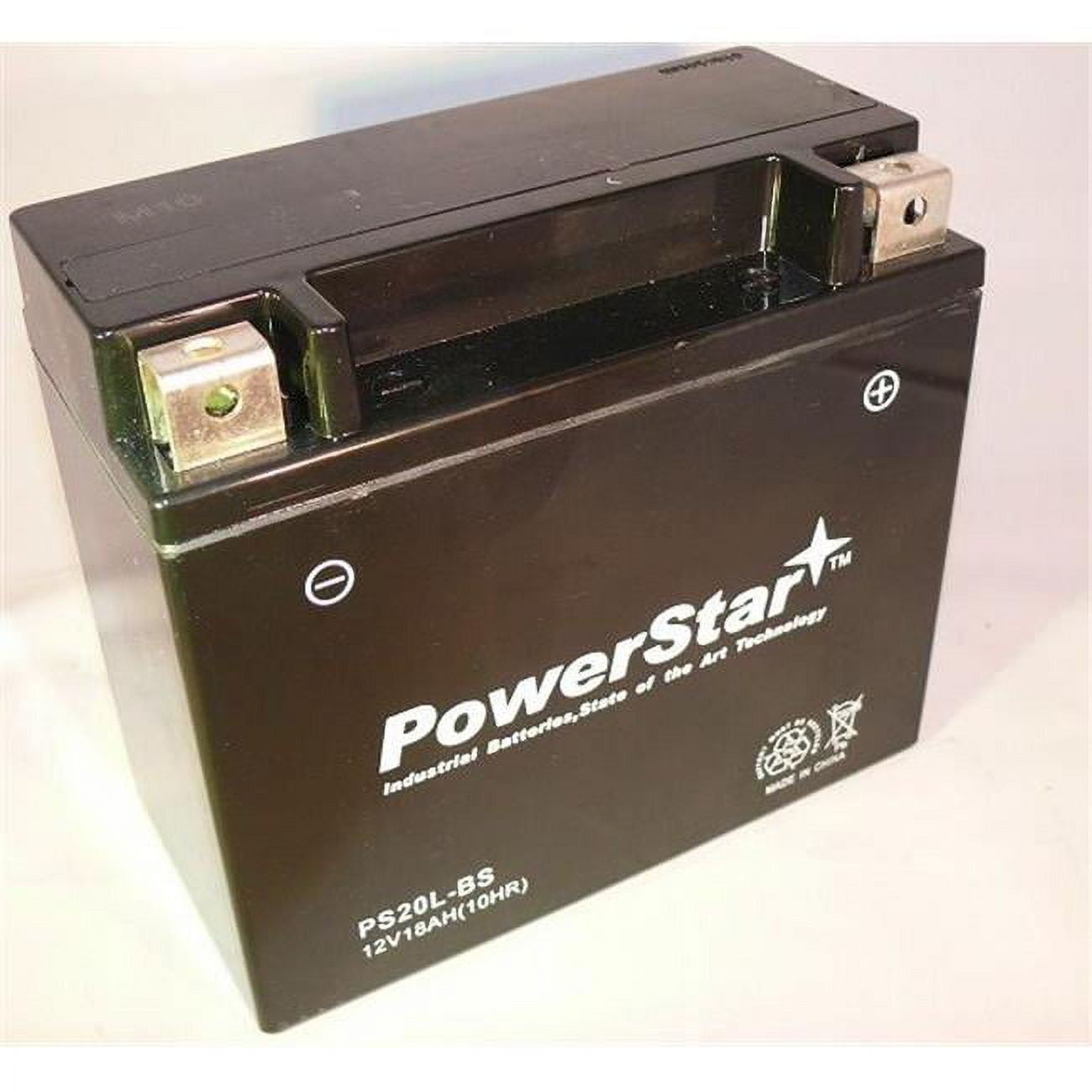 PowerStar 20L BS Battery for Napa 740-1890 - Sealed AGM Motorcycle Battery - 6.89 x 6.1 x 3.43 in