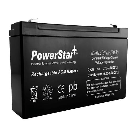 PowerStar 6V 7.2AH AGM SLA Battery replaces Interstate SLA0925