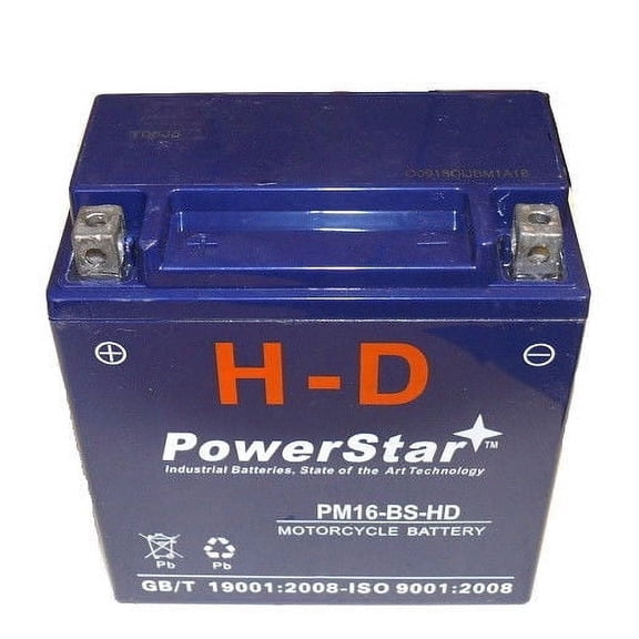 PowerStar AGM Battery 12V Automotive Battery Group Size YTX16-BS, 230 CCA Top Post for Suzuki
