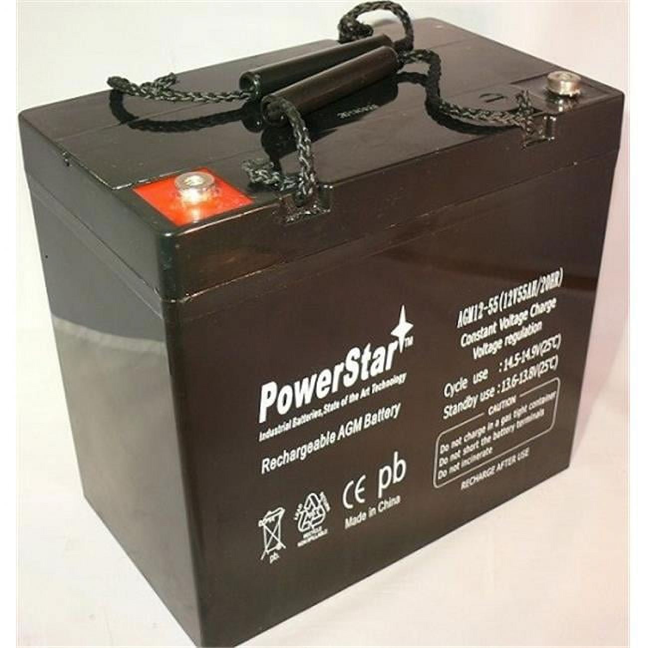PowerStar 12V, 55Ah M6-T6 Power Cell Battery Replaces SK-BT45 SRV2000P