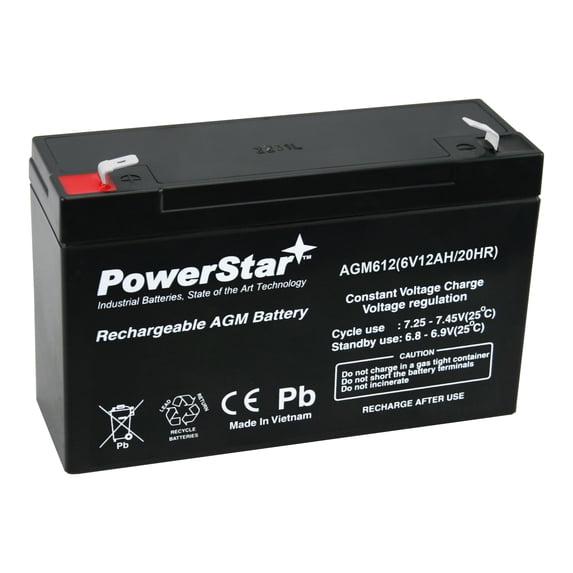 PowerStar AGM612 6V 12AH Replacement Battery for APC BACK-UPS 600