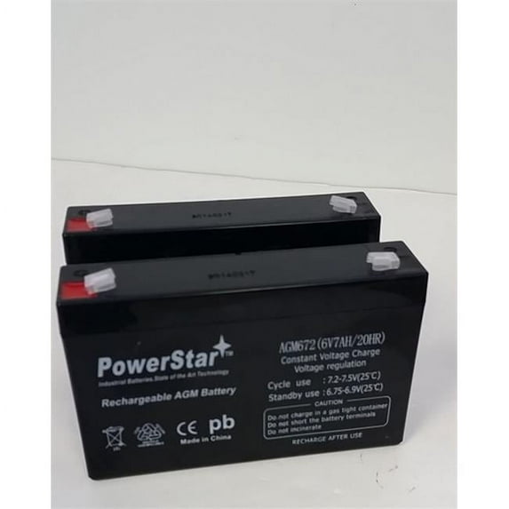 PowerStar AGM672-2Pack-03 6V 7.2Ah SLA Battery Replaces ub670 gp672 j665 - 2 Pack