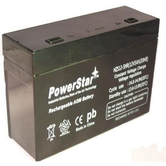 PowerStar HZS12-5-10 12V- 5.1 Ah - 21 Watts Sealed Lead Acid Battery With Recessed Polarized