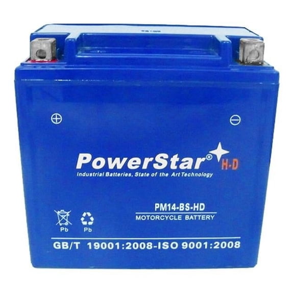 PowerStar PM14-BS-HD-011 Heavy Duty New Motorcycle Battery for 06-04 BMW RG1200GS - 3 Years Warranty