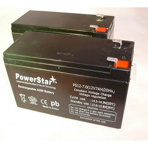 PowerStar PS12-7-2Pack10 12V 7Ah Razor Ground Force Drifter Go Kart Battery- 2 Pack