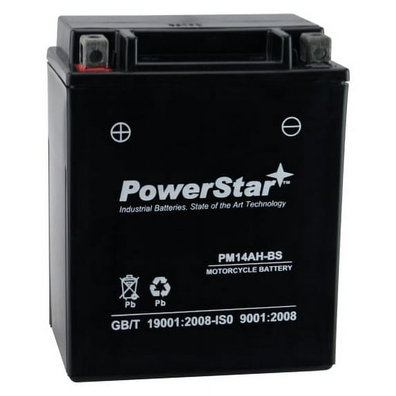 PowerStar YTX14AH-BS ATV Battery Compatible with Yamaha YFM350 Bruin Auto 2x4