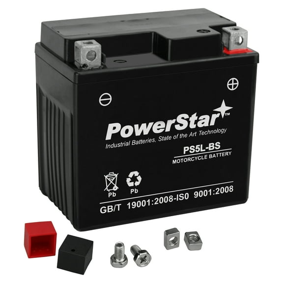 PowerStar YTX5L-BS AGM Motorcycle Battery Compatible with E-TON Beamer Matrix II 2006 to 2008