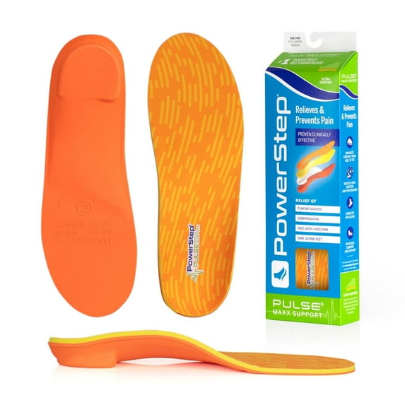 PowerStep PULSE Maxx Support Full Length Orthotic Running Shoe Insoles with Arch Support for Flat Feet & Overpronation