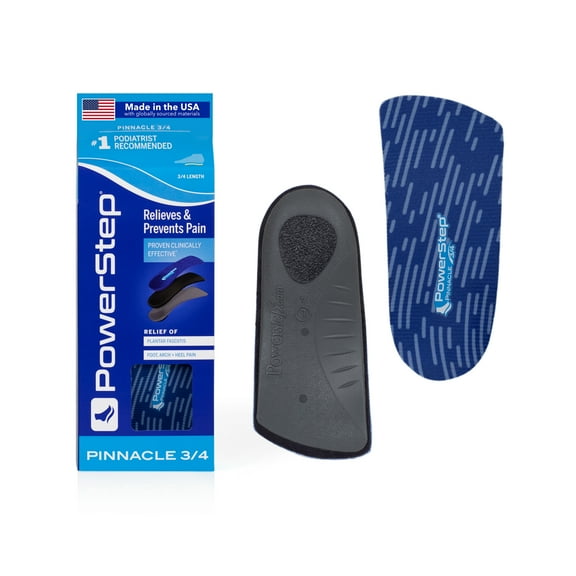 PowerStep Pinnacle 3/4 Length Ultra-Thin Orthotic Shoe Insoles with Neutral Arch Support for Plantar Fasciitis