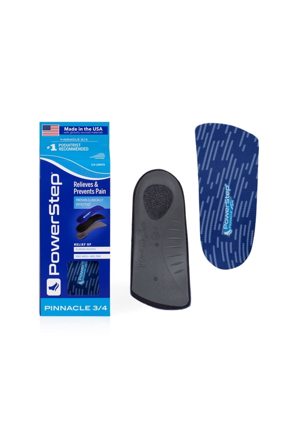 Pinnacle 3/4 Length Ultra-Thin Orthotic Shoe Insoles with Neutral Arch Support for Plantar Fasciitis