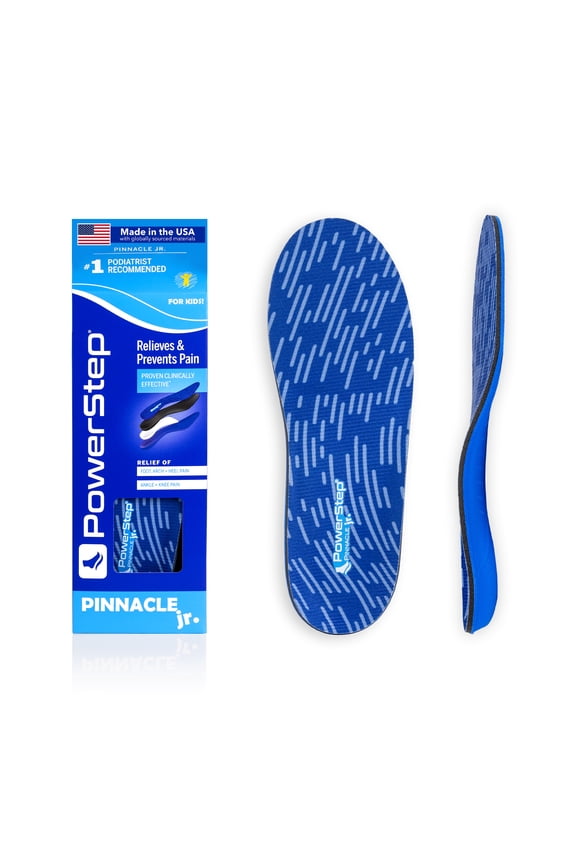 Pinnacle Junior Full Length Orthotic Shoe Insoles with Neutral Arch Support for Kids & Toddlers, Pediatric Flatfoot