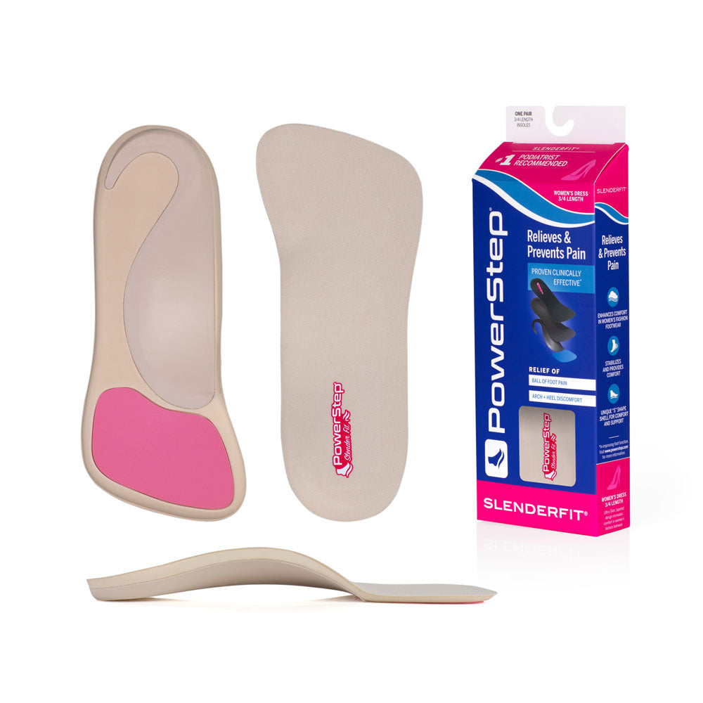 PowerStep SlenderFit 3 4 Arch Support Shoe Inserts for Low Profile Dress Shoes Metatarsal Cushion to Alleviate Pressure under the Ball of Foot Walmart