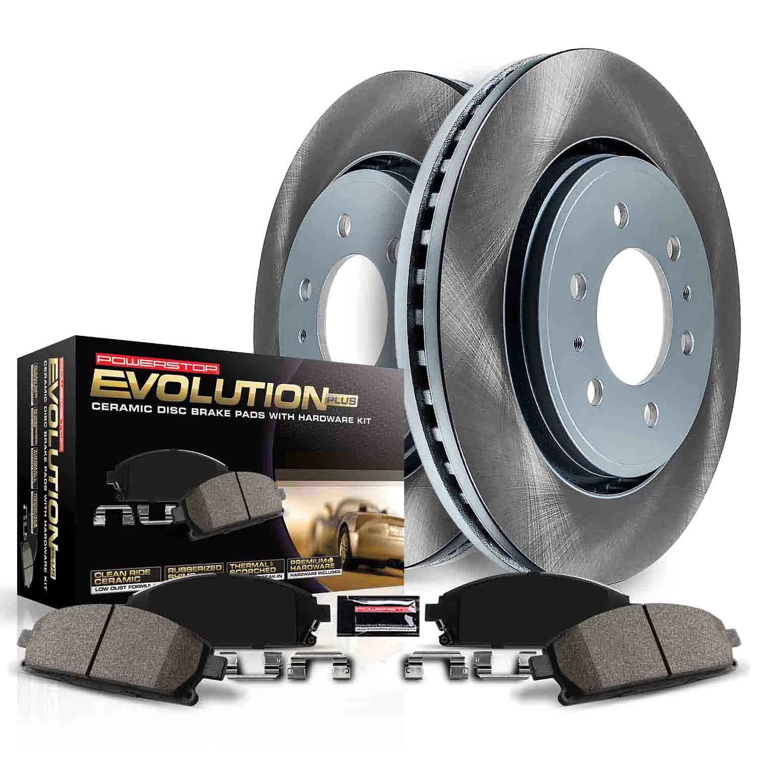 PowerStop Front SemiCoated Rotor and LowDust Ceramic Brake Pad Kit
