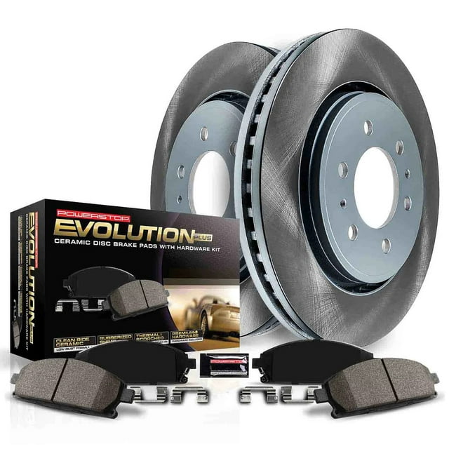 PowerStop Front Semi-Coated Rotor and Low-Dust Ceramic Brake Pad Kit SC5507