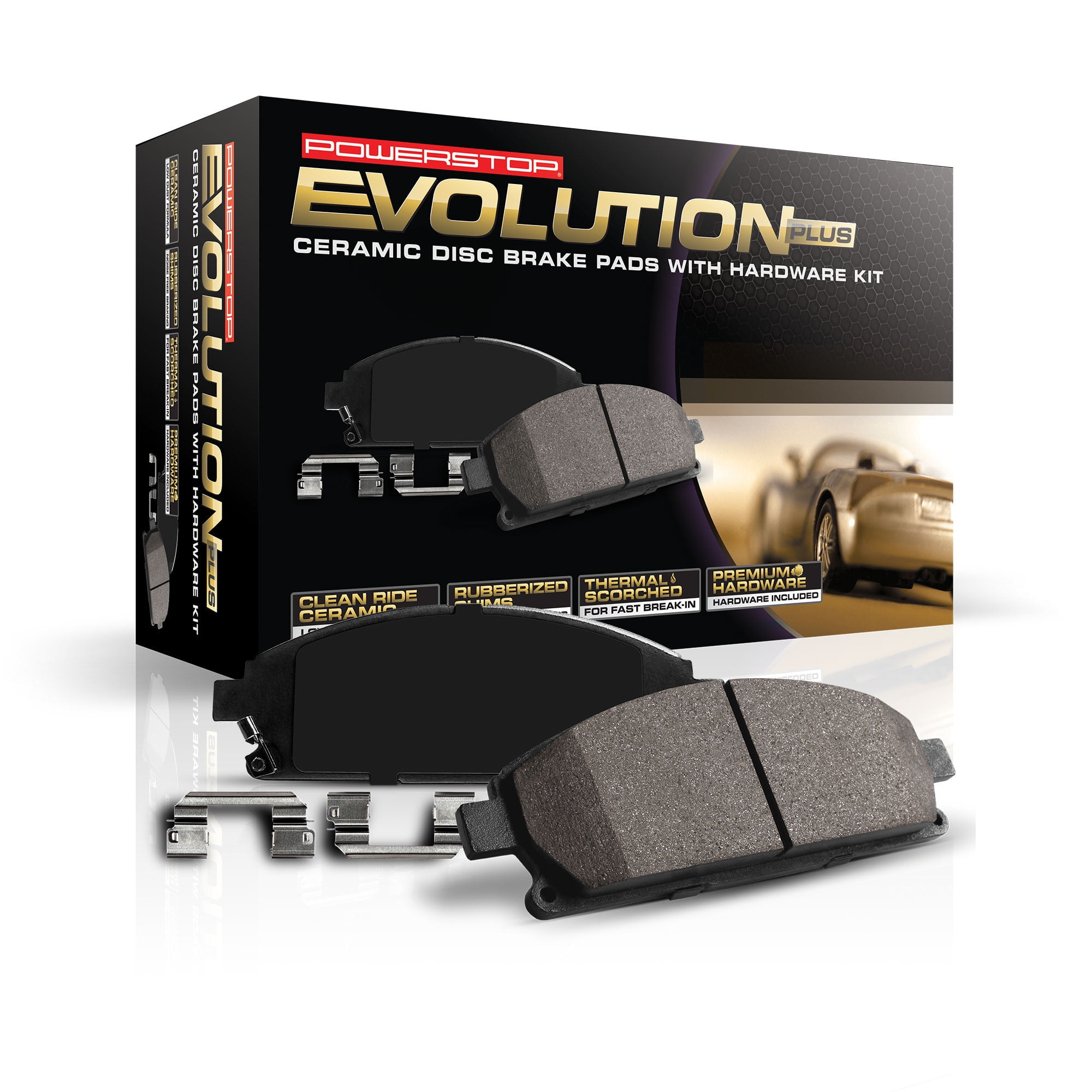 PowerStop Front Z17 Evolution Ceramic Brake Pads with Hardware 17-1080 For Jeep Commander 2006-2010, Jeep Grand Cherokee 2005-2010