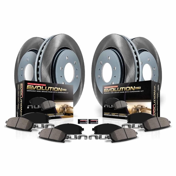 PowerStop Front and Rear Semi-Coated Rotor and Low-Dust Ceramic Brake Pad Kit SC2840