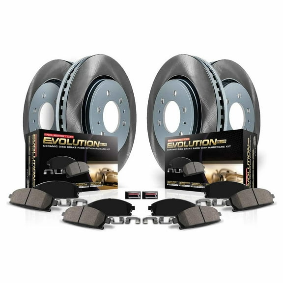 PowerStop Front and Rear Semi-Coated Rotor and Low-Dust Ceramic Brake Pad Kit SC8006