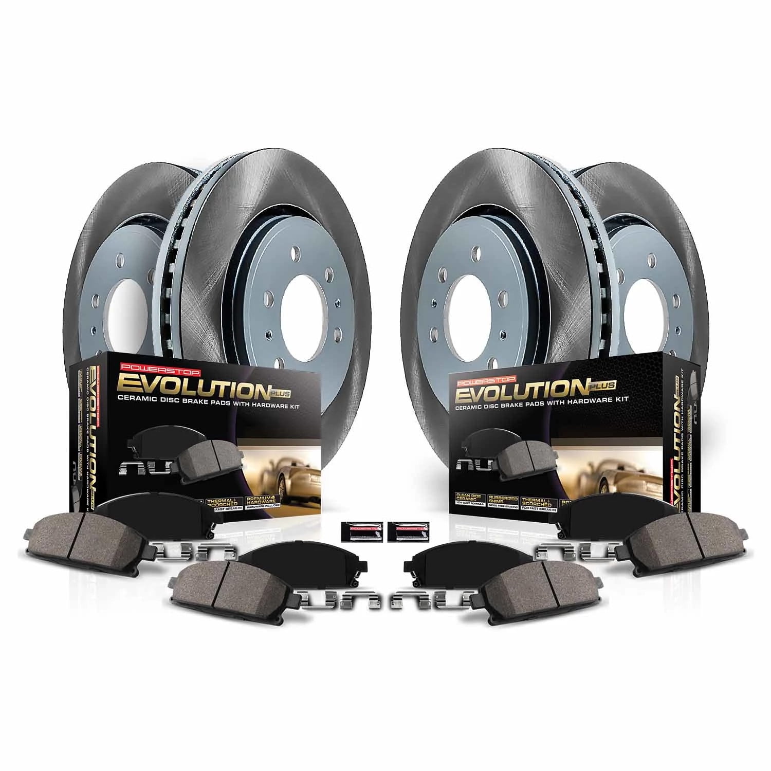 PowerStop Front and Rear Semi-Coated Rotor and Low-Dust Ceramic Brake Pad Kit SC9173