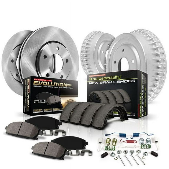 PowerStop Front and Rear Stock Replacement Brake Pad Rotor Drum and Shoe Kit KOE15246DK