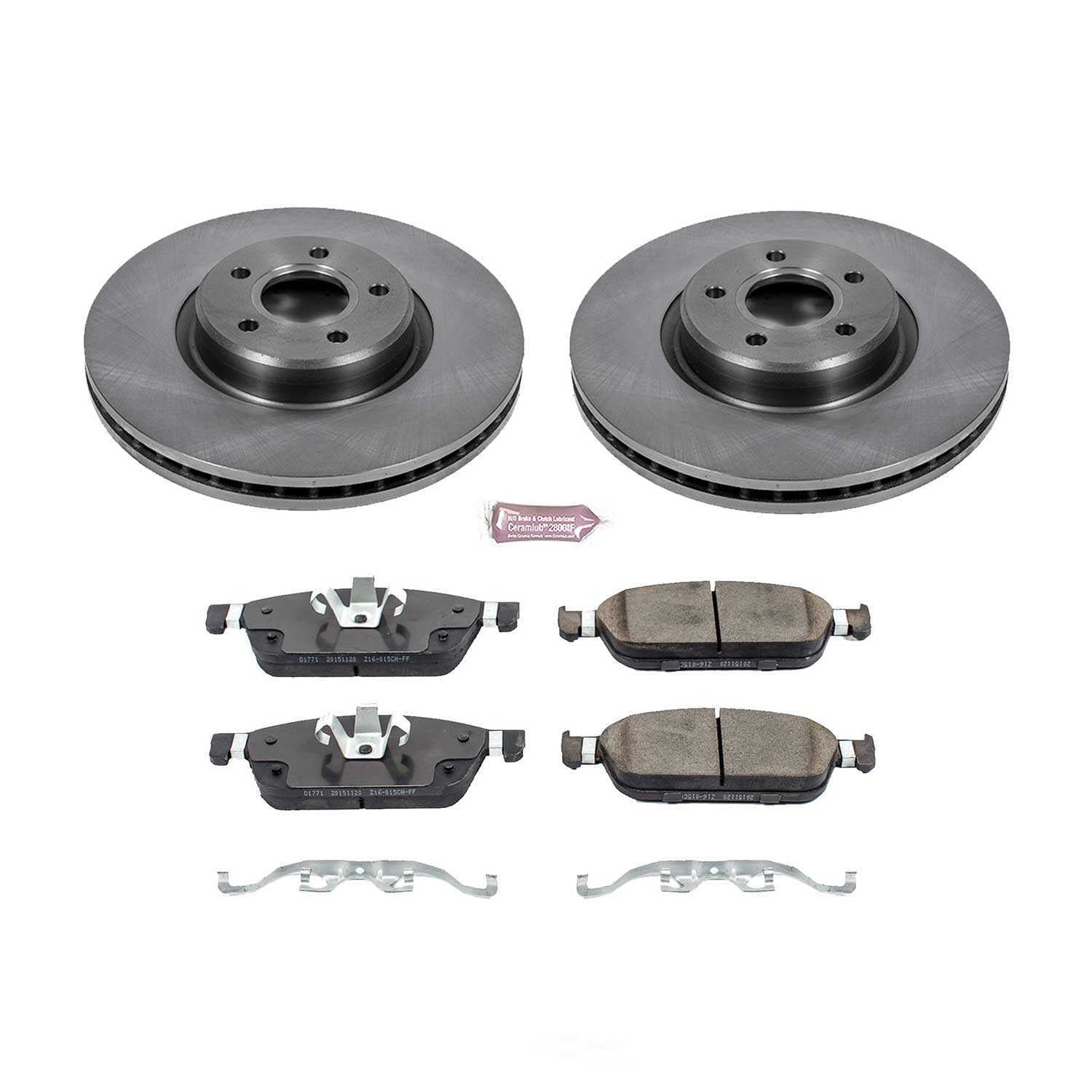 PowerStop KOE7208 Front OE Stock Replacement Low-Dust Ceramic Brake Pad and Rotor Kit