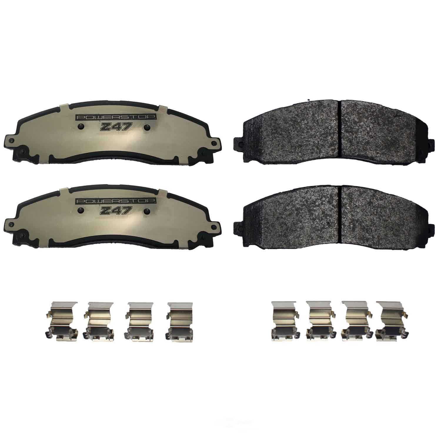PowerStop Z47-1691 Z47 MD and Fleet Carbon-Fiber Semi-Met Brake Pads with Hardware Kit