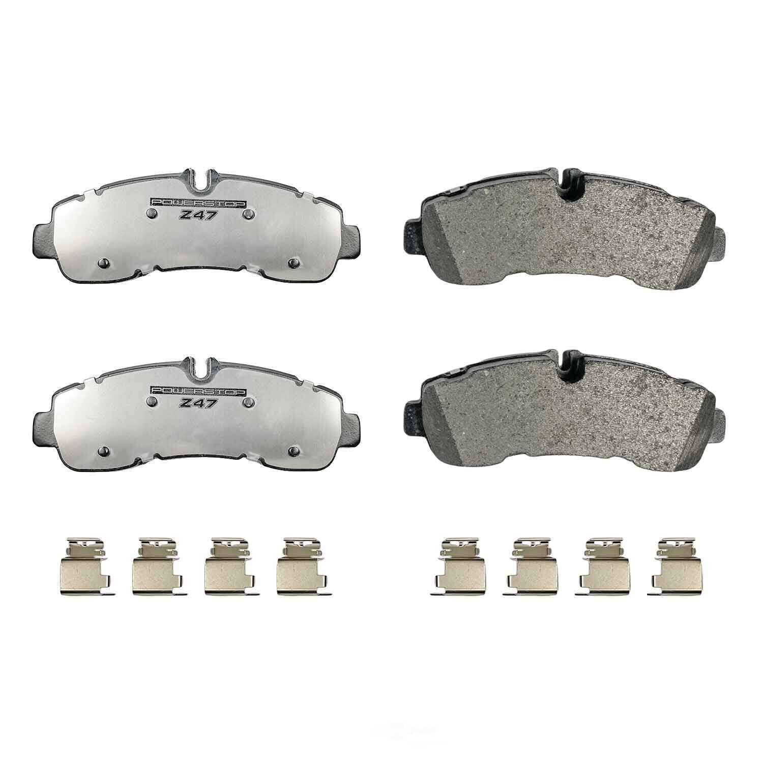 PowerStop Z47-2281 Rear Z47 MD and Fleet Carbon-Fiber Semi-Met Brake Pads with Hardware Kit